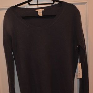White and Warren Cashmere Dark Purple Sweater